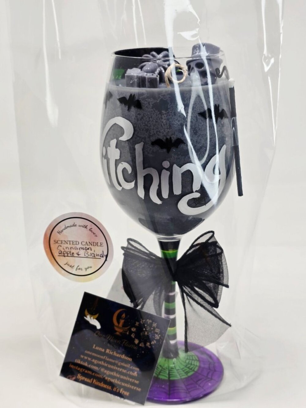 Artisan One Moon Flame Brewing Trouble Halloween Rosemary Cedar Glass Candle New - Picture 8 of 11